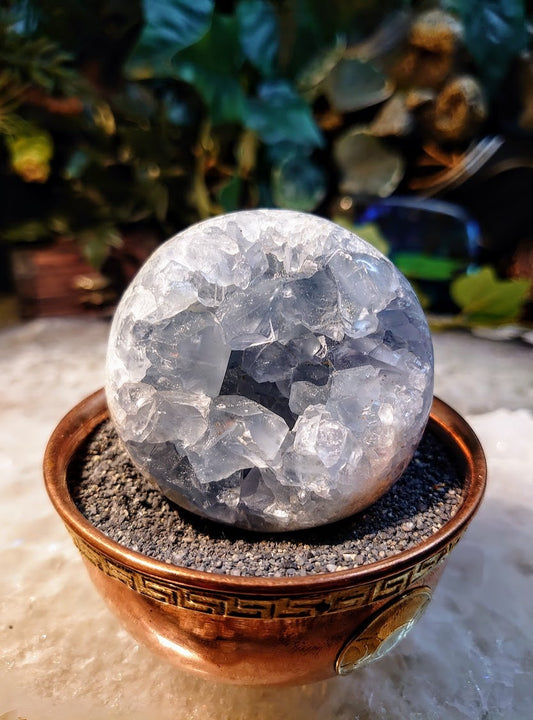 2 3/8"Hand Polished Celestite 'Sphere' from Madagascar for Altar Decor / Crystal Healing / Reiki / Meditation / Collectors / Gifting