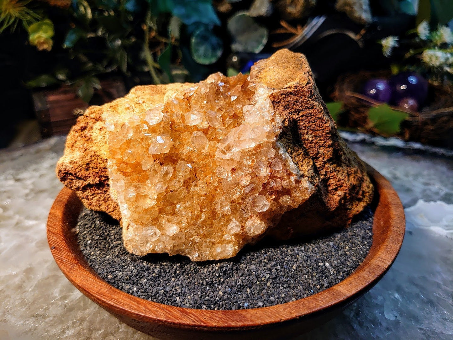 Natural Limonite Golden Healer Quartz/Citrine Cluster on Limestone from Zambia, Africa for Crystal Healing / 529g / Reiki / Home Decor