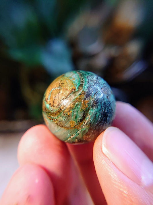 1" Chrysocolla & Shattuckite Sphere from Kaokoveld, Namibia for Altar and Home Decor / 24.46g / Crystal Healing / Reiki / Collection