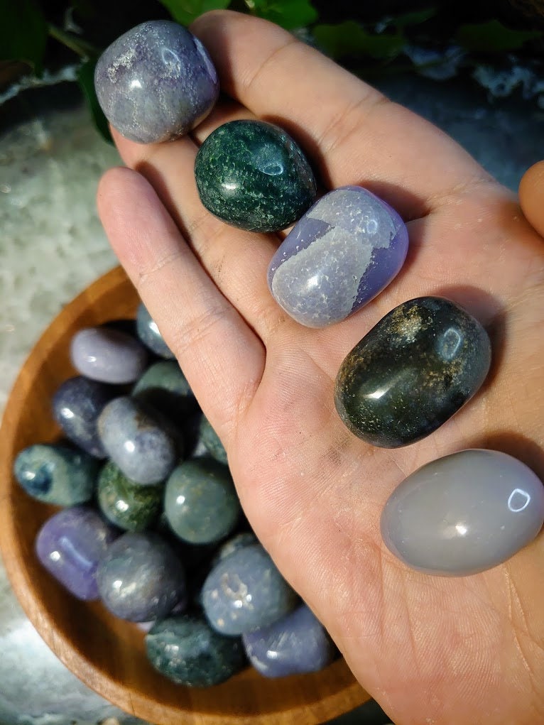 Grape Agate Tumbled Stones from Sulawesi Island, Indonesia for Collection / Crystal Healing / Reiki/ Meditation