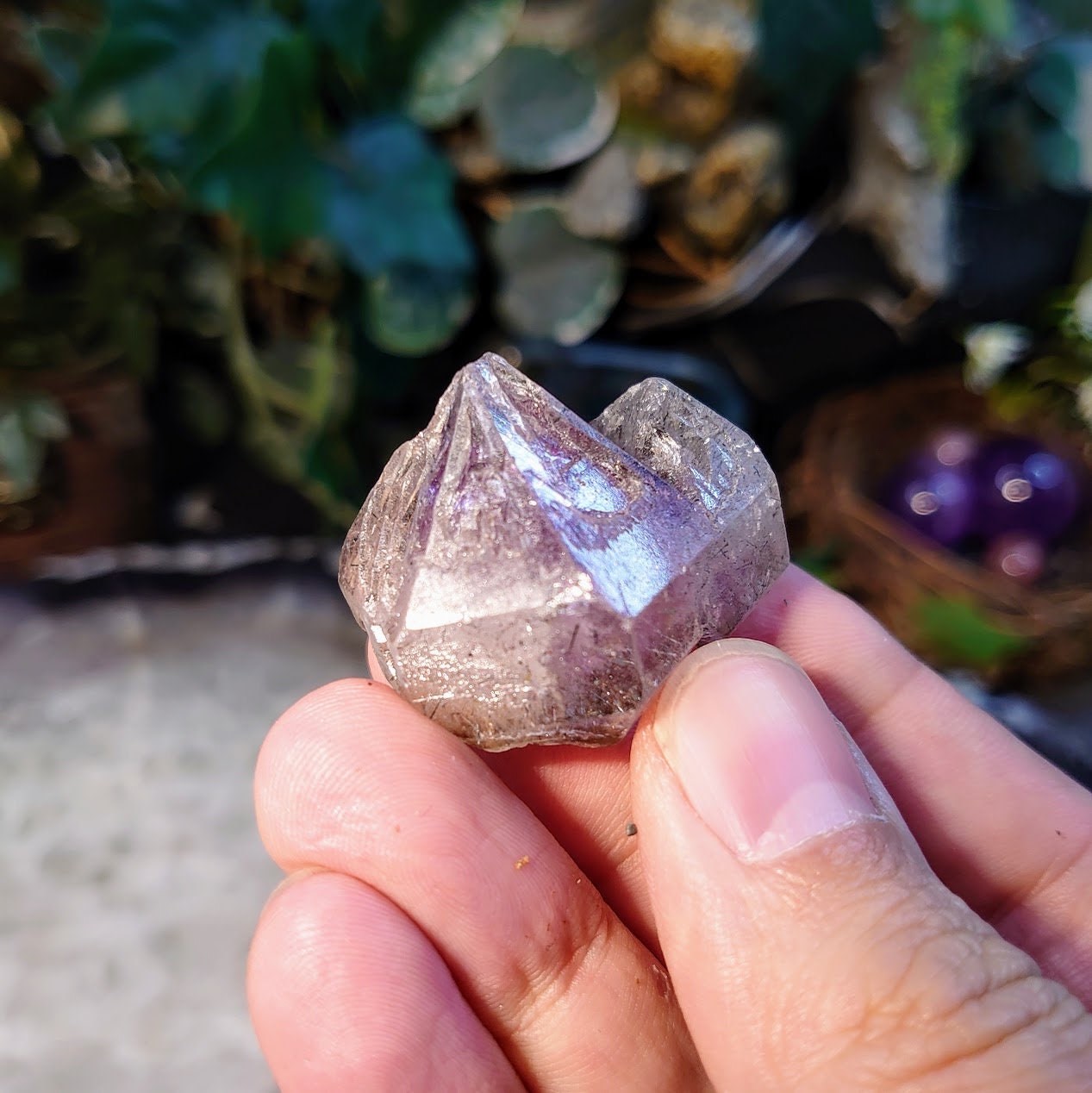 Smoky Skeletal Amethyst Cluster with Goethite from Espírito Santos, Brazil for Collection / 25.35g / Meditation/ Super Seven Locality