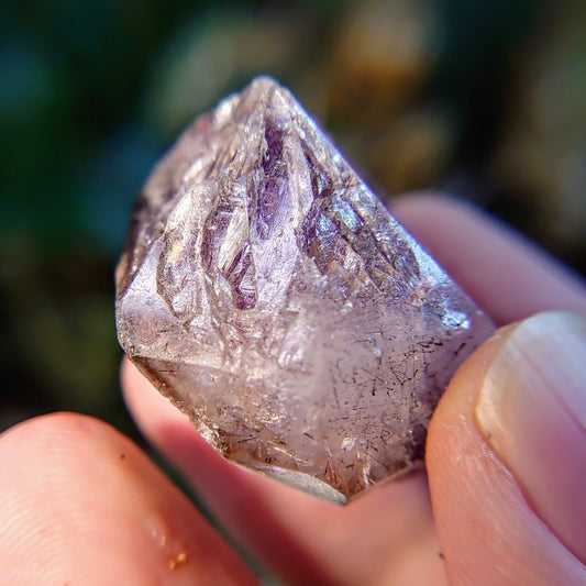 Smoky Skeletal Amethyst Cluster with Goethite from Espírito Santos, Brazil for Collection / 25.35g / Meditation/ Super Seven Locality