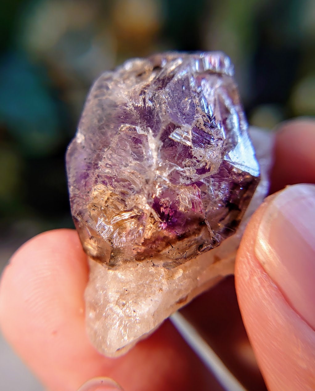 Smoky Double Terminated Skeletal Amethyst Crystal on Quartz from Espírito Santos, Brazil for Collection / 24.06g / Super Seven Locality