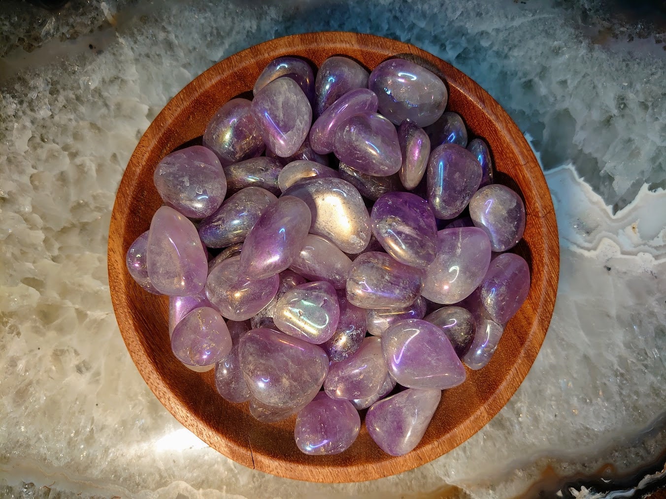 Aura Amethyst Tumbled Stone from Brazil / Polished Pebble/ for Crystal Healing & Grids/ Reiki/ Meditation/ Unicorn Poop / Gifts