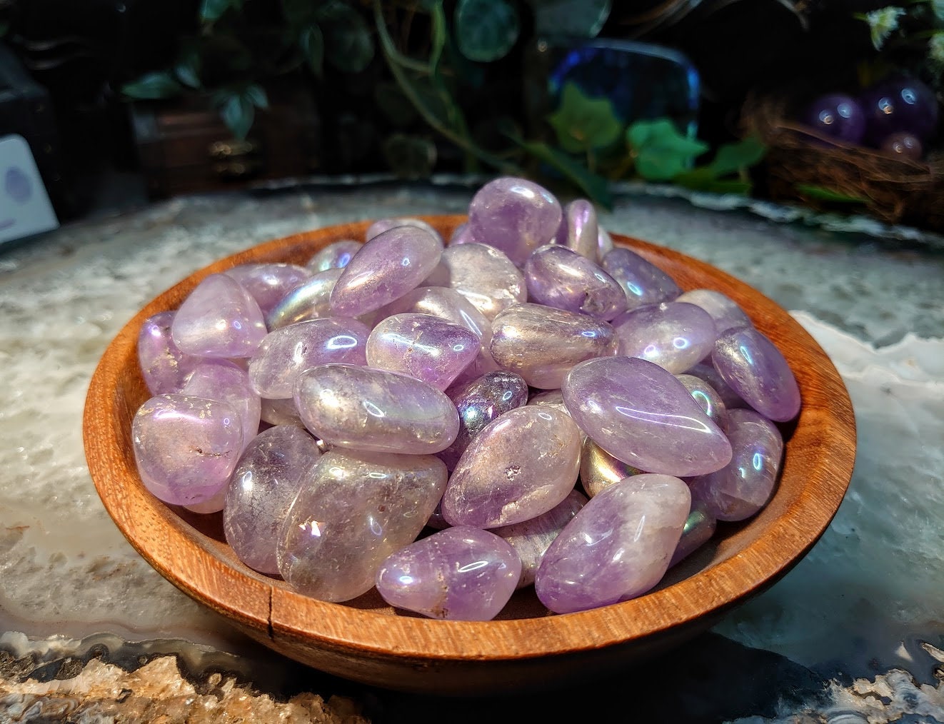 Aura Amethyst Tumbled Stone from Brazil / Polished Pebble/ for Crystal Healing & Grids/ Reiki/ Meditation/ Unicorn Poop / Gifts