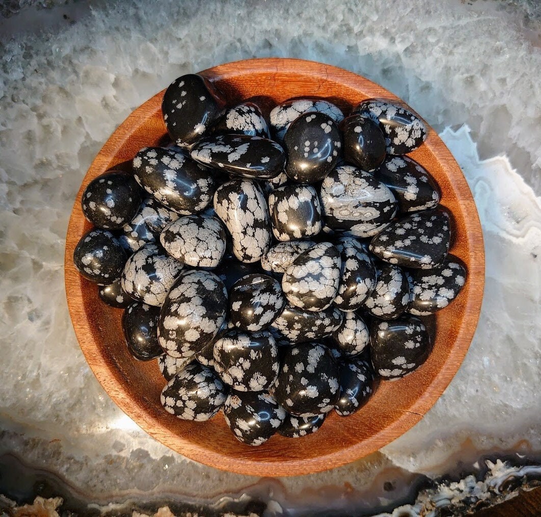 Snowflake Obsidian Tumbled Stone from Mexico / Polished Pebbles/ for Crystal Healing and Grids /Volcanic Glass / Meditation/ Gifts