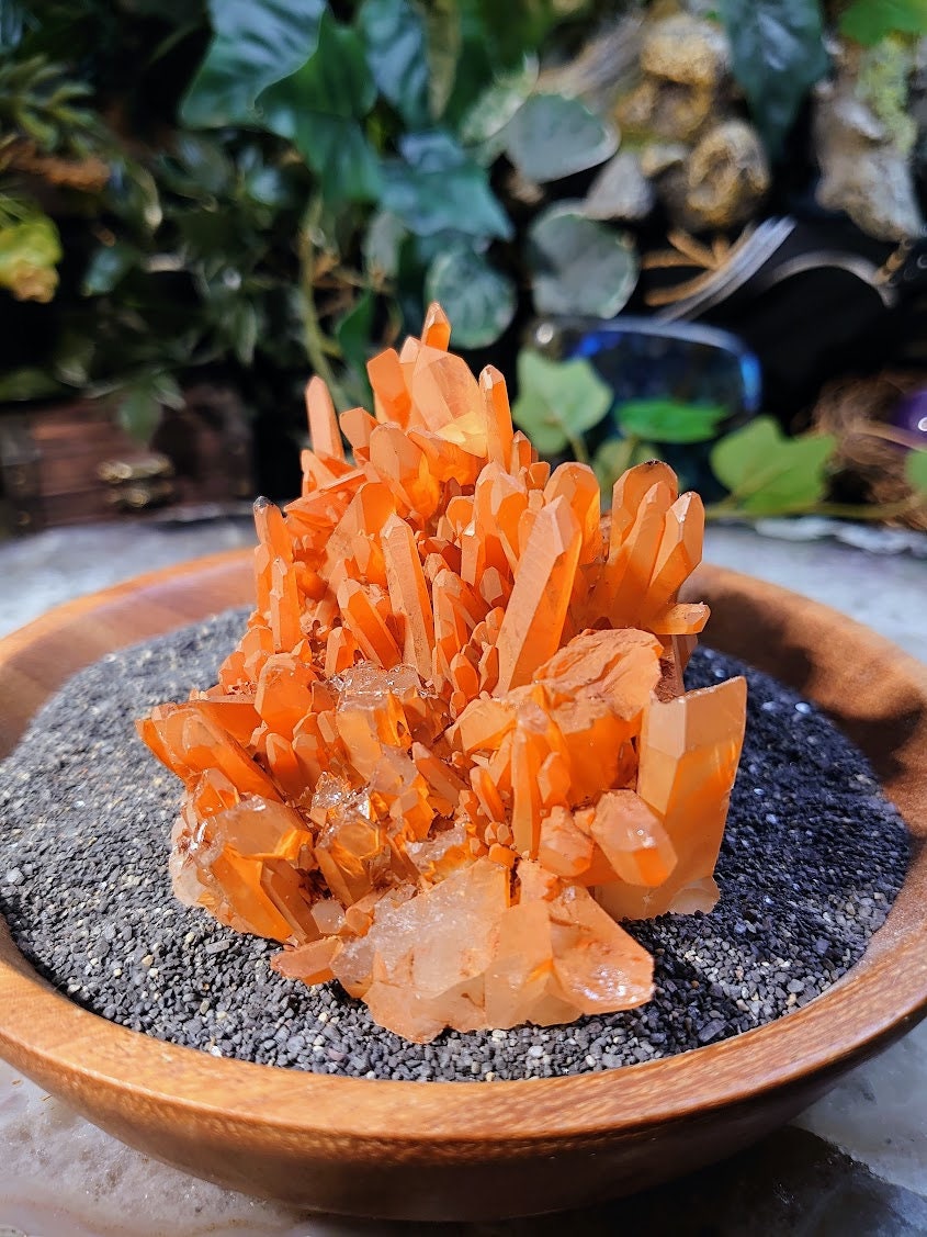 Tangerine Quartz Cluster from Minas Gerais, Brazil / 385g/ Sunfire Quartz for Altar and Home Decor / Small Cabinet Size