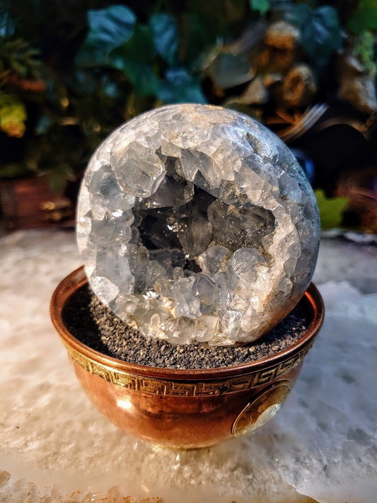 3" Hand Polished Celestite 'Bowl' from Madagascar for Altar Decor / Crystal Healing / Reiki / Meditation / Collectors / Gifting