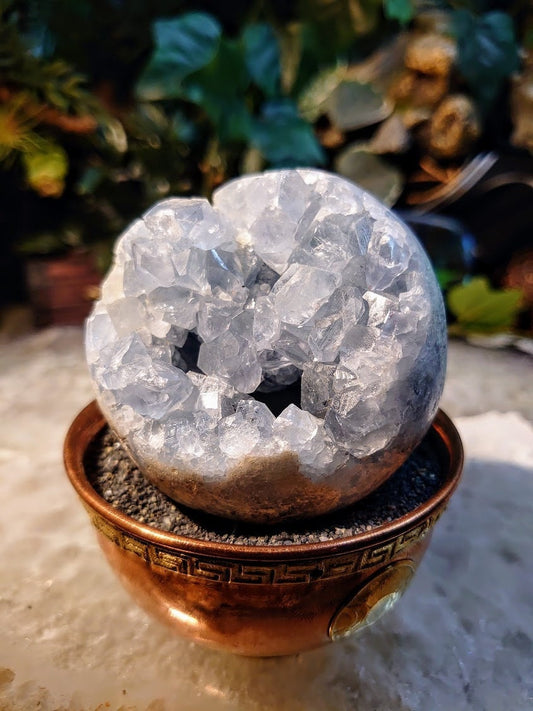 2 3/4"Hand Polished Celestite 'Sphere' from Madagascar for Altar Decor / Crystal Healing / Reiki / Meditation / Collectors / Gifting