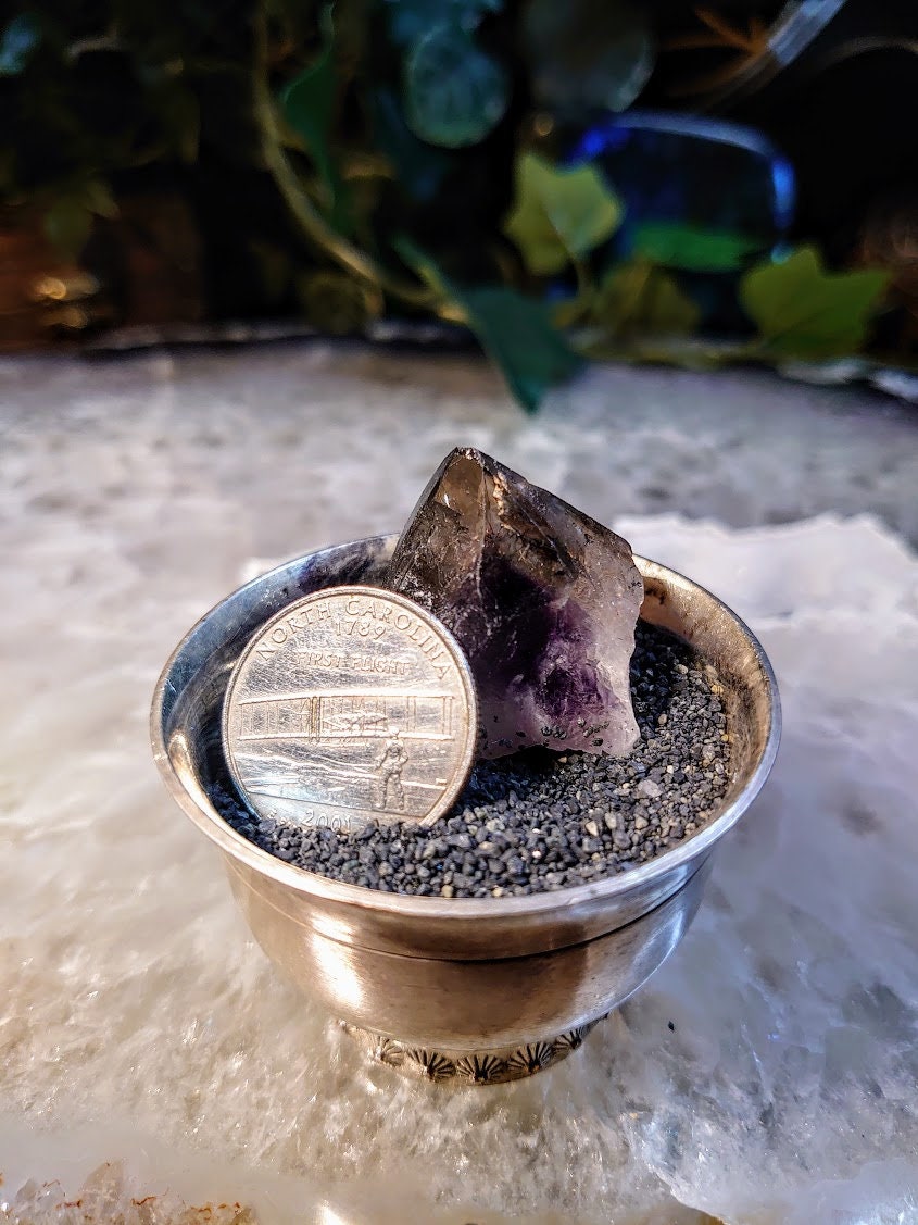 Smoky Amethyst Point with Phantom and Rutile from Espírito Santos, Brazil for Collection / 21.02g / Crystal Healing / Super Seven Locality