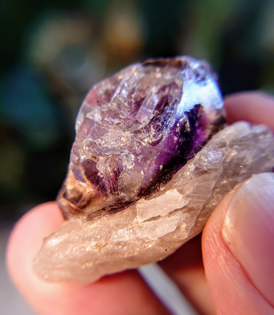 Smoky Double Terminated Skeletal Amethyst Crystal on Quartz from Espírito Santos, Brazil for Collection / 24.06g / Super Seven Locality