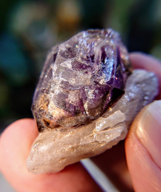 Smoky Double Terminated Skeletal Amethyst Crystal on Quartz from Espírito Santos, Brazil for Collection / 24.06g / Super Seven Locality