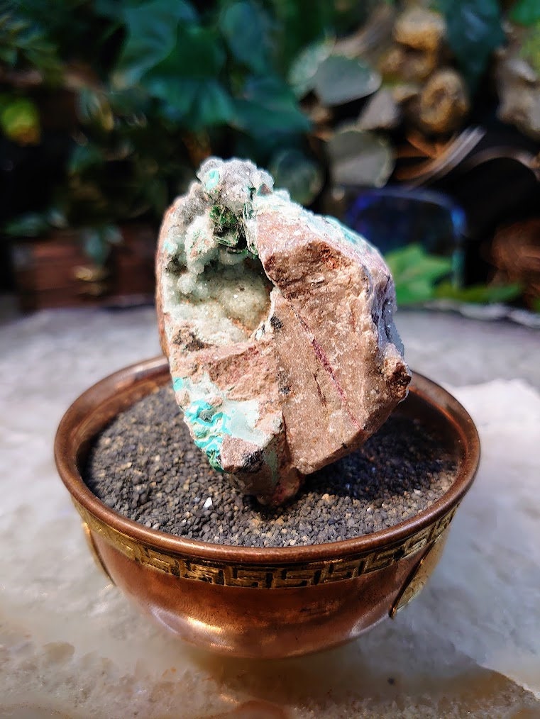 Natural Chrysocolla Druzy with Malachite Crystals and Cobaltoan Calcite on Matrix / 130g / Crystal Healing / Gifting for Her & Him