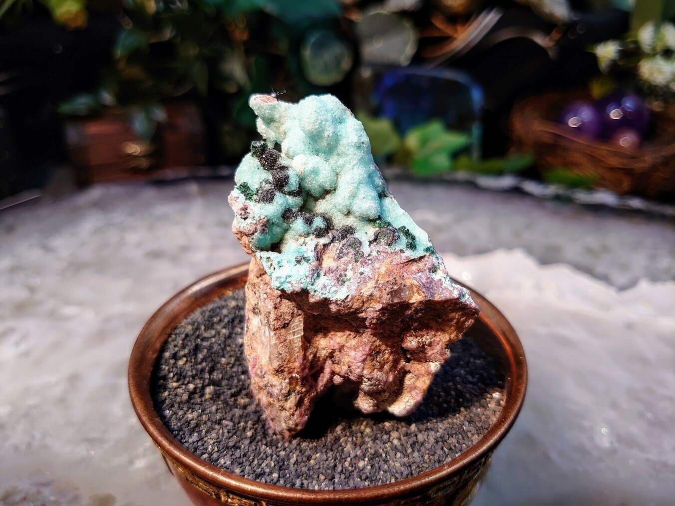 Natural Chrysocolla Druzy with Malachite Crystals and Cobaltoan Calcite on Matrix / 80.23g / Crystal Healing / Gifting for Her & Him