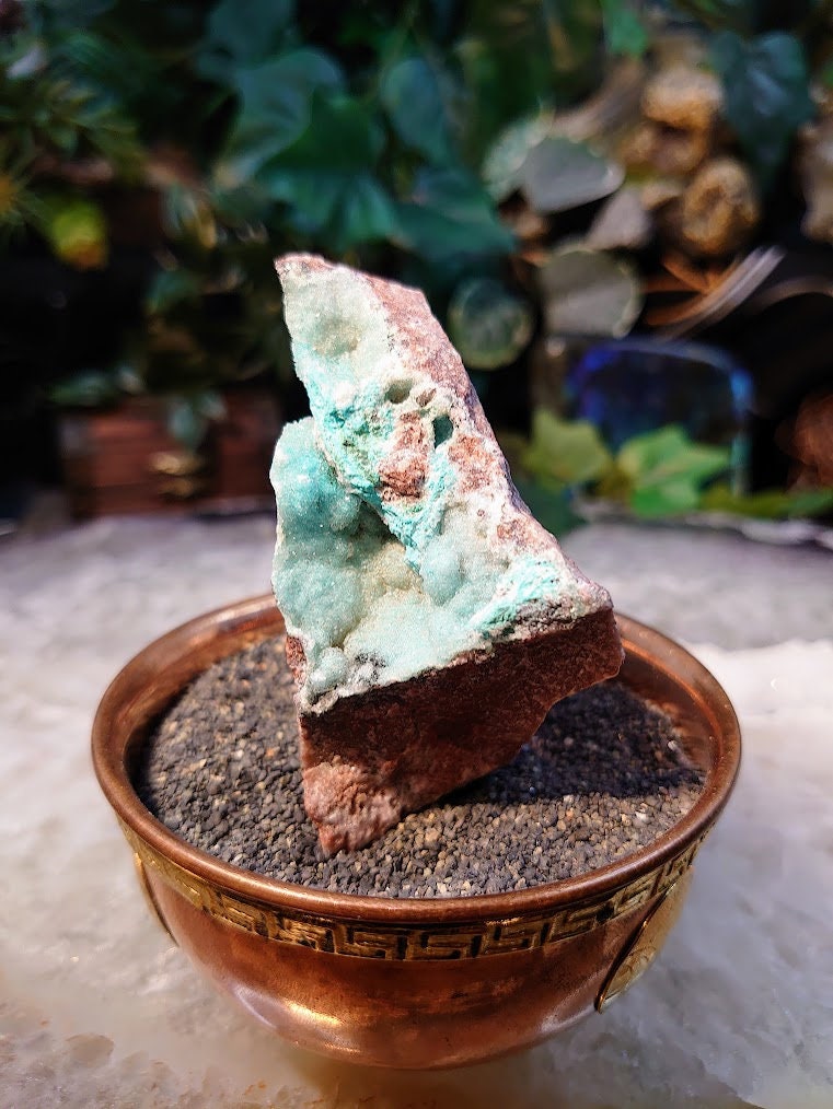 Natural Chrysocolla Druzy with Cobaltoan Calcite and Psilomelane Dendrites on Matrix / 98.90g / Crystal Healing / Gifting for Her & Him