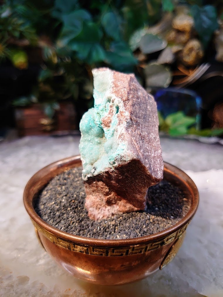 Natural Chrysocolla Druzy with Cobaltoan Calcite and Psilomelane Dendrites on Matrix / 98.90g / Crystal Healing / Gifting for Her & Him