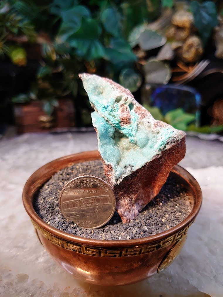 Natural Chrysocolla Druzy with Cobaltoan Calcite and Psilomelane Dendrites on Matrix / 98.90g / Crystal Healing / Gifting for Her & Him