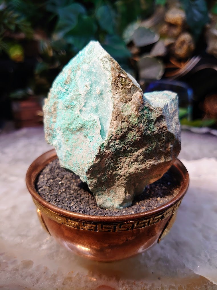 Natural Light Blue Chrysocolla Druzy on Matrix for Home and Altar Decor / 178g / Crystal Healing / Collection / Gifting for Her & Him