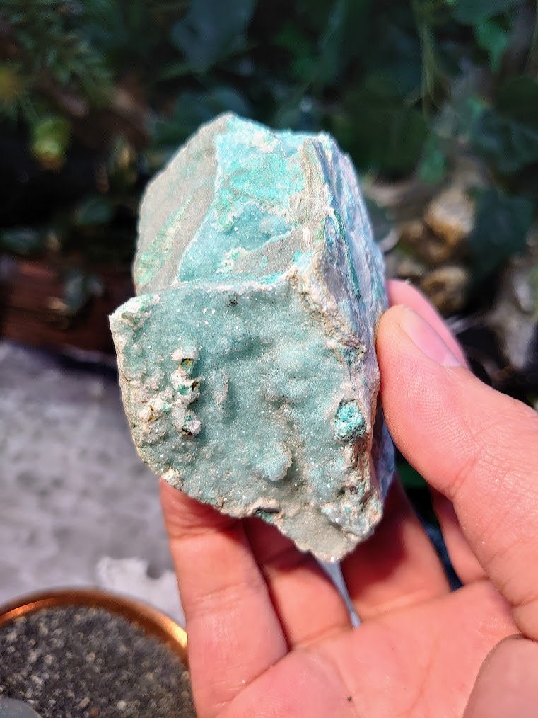 Natural Light Blue Chrysocolla Druzy on Matrix for Home and Altar Decor / 178g / Crystal Healing / Collection / Gifting for Her & Him