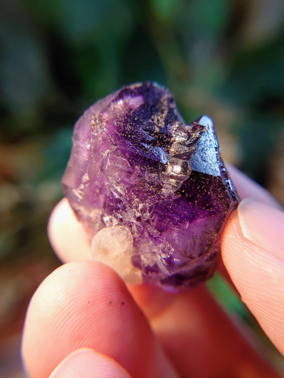 Dark Amethyst Cluster with Goethite from Espírito Santos, Brazil for Collection / 27.15g / Meditation/ Super Seven Locality