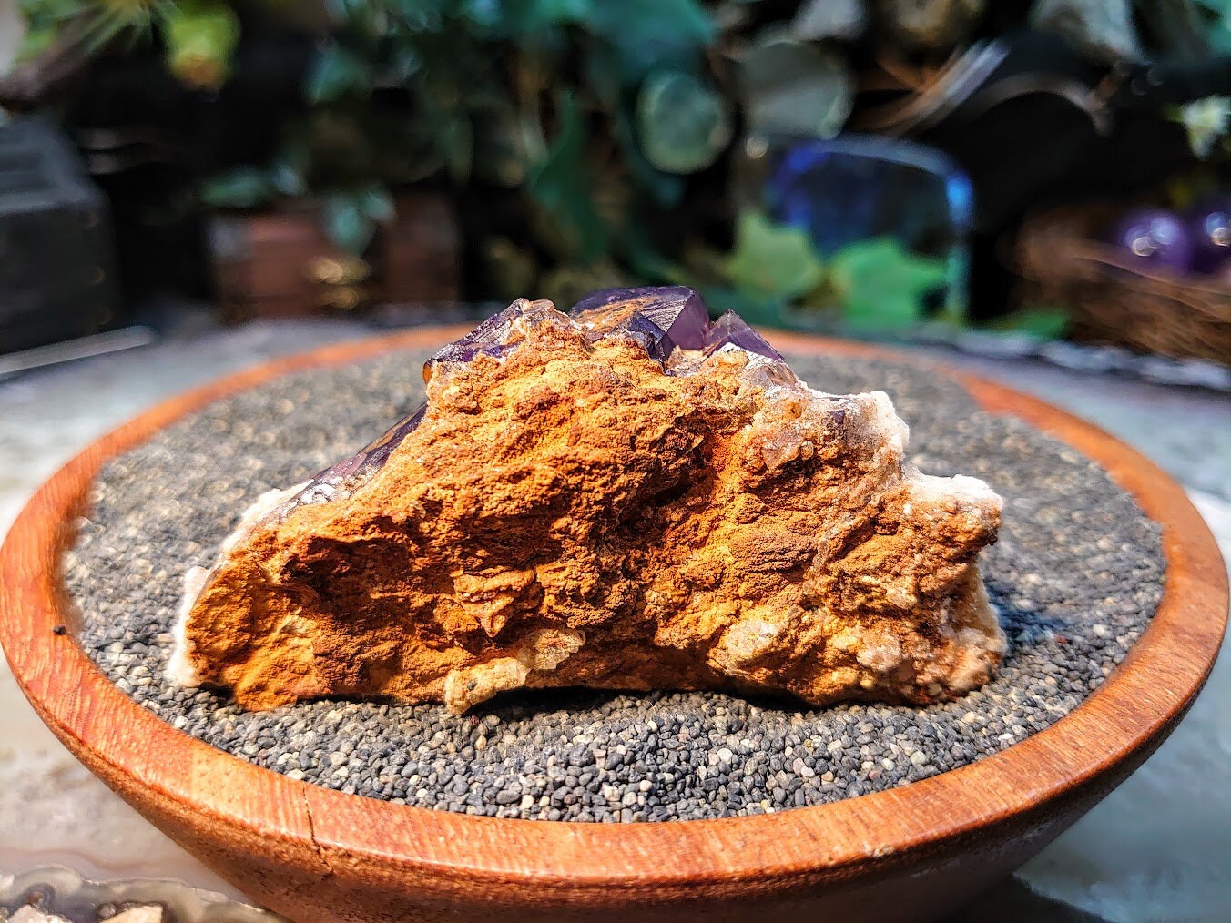 Dark Purple Fluorite Cluster with Calcite on Matrix from Kharan, Baluchistan, Pakistan for Collection / 70.57g / Home and Altar Decor