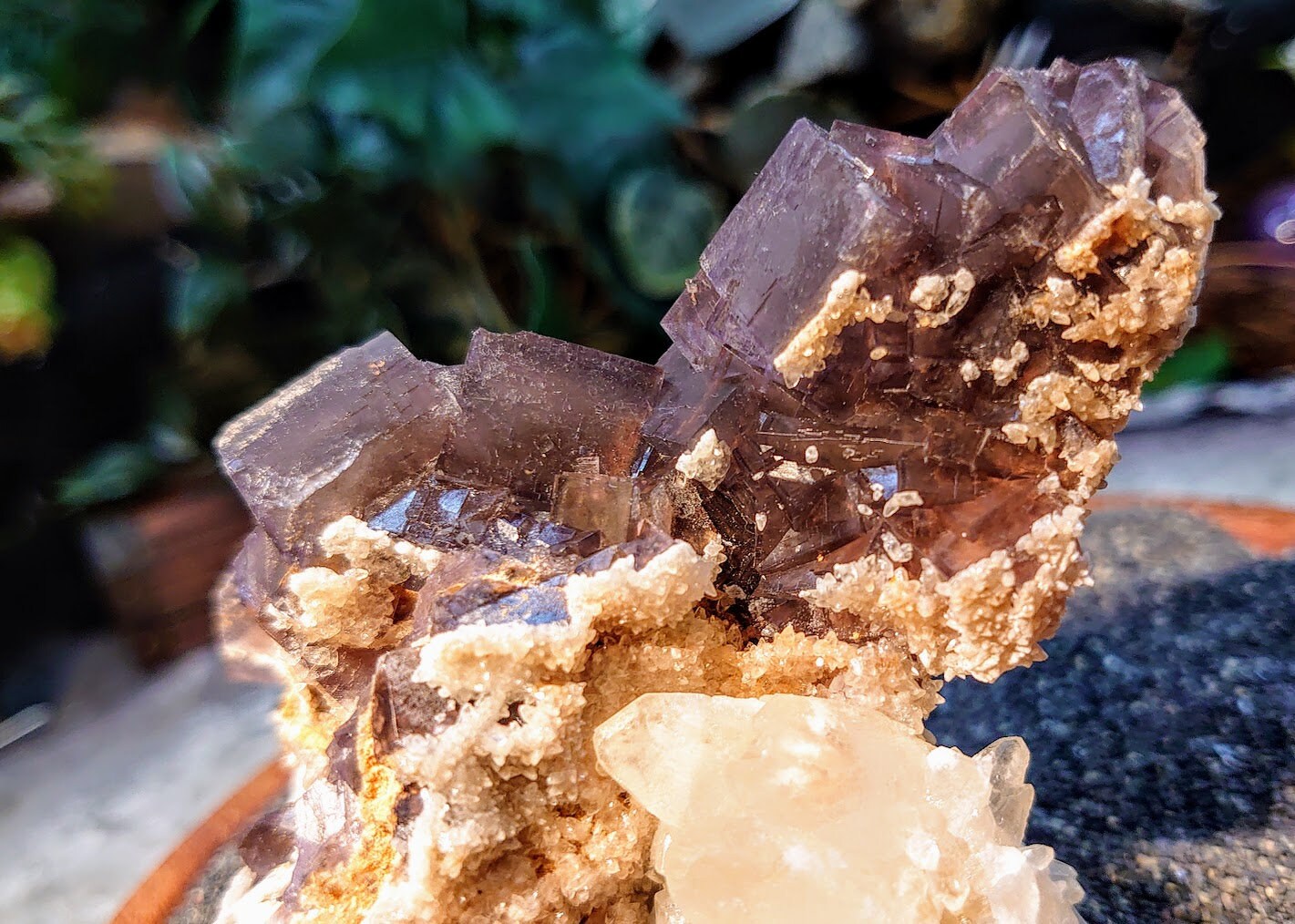 Striking Dark Grey Fluorite Cluster on Calcite Matrix from Baluchistan Province, Pakistan / 256g / Collection