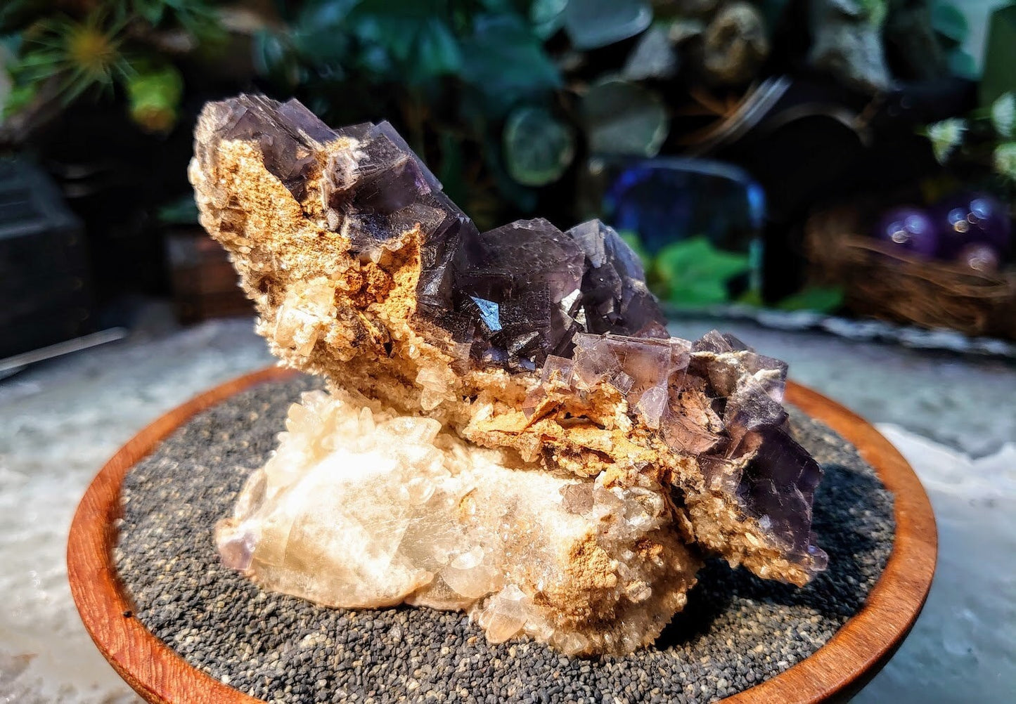 Striking Dark Grey Fluorite Cluster on Calcite Matrix from Baluchistan Province, Pakistan / 256g / Collection