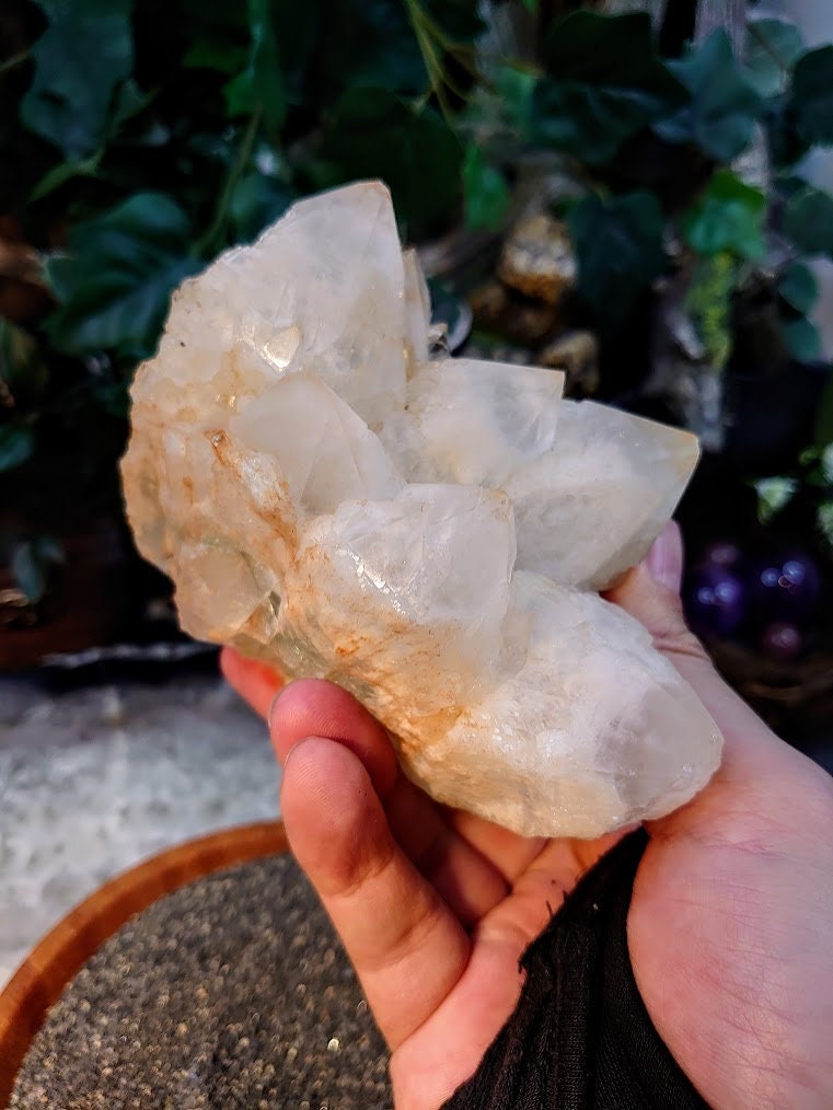 White Love Star Quartz Cascade Cluster with Fuchsite Inclusions from Ivato, Madagascar for Crystal Healing / 628g / Meditation / Collection