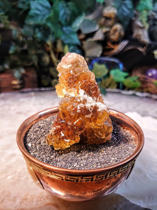 Beautiful Golden Yellow Fluorite Cluster with Barite From Moscona Mine, Spain for Collection/ 98.85g / Energy Work/ Altar Decor / Meditation