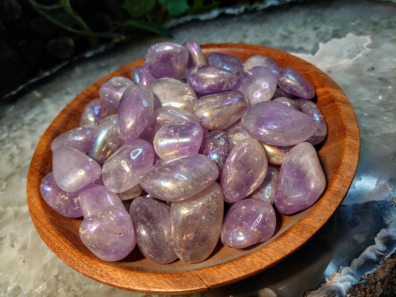 Aura Amethyst Tumbled Stone from Brazil / Polished Pebble/ for Crystal Healing & Grids/ Reiki/ Meditation/ Unicorn Poop / Gifts