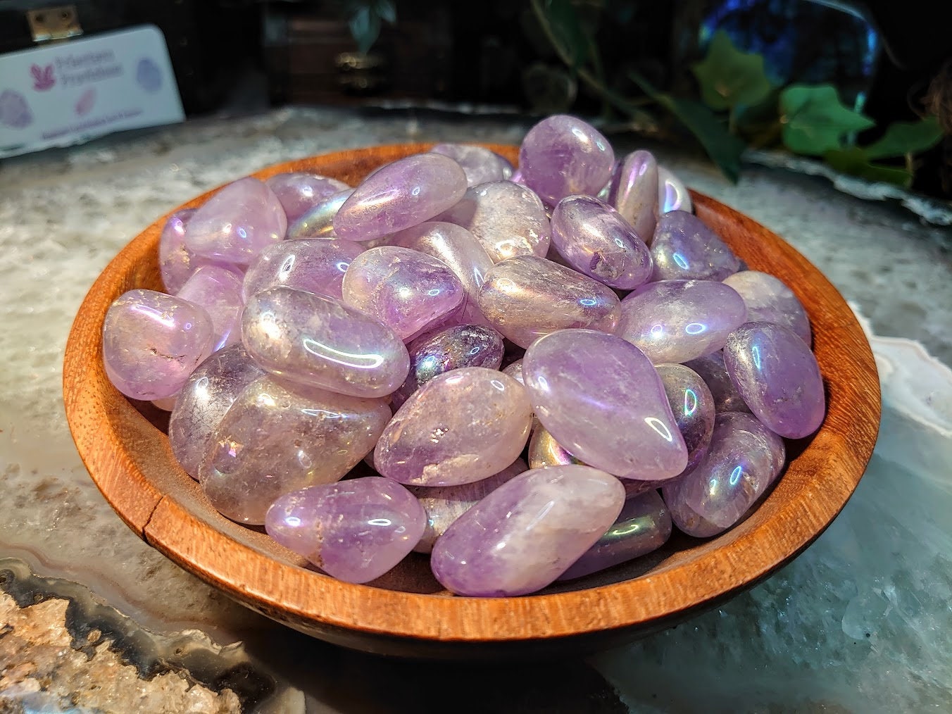 Aura Amethyst Tumbled Stone from Brazil / Polished Pebble/ for Crystal Healing & Grids/ Reiki/ Meditation/ Unicorn Poop / Gifts