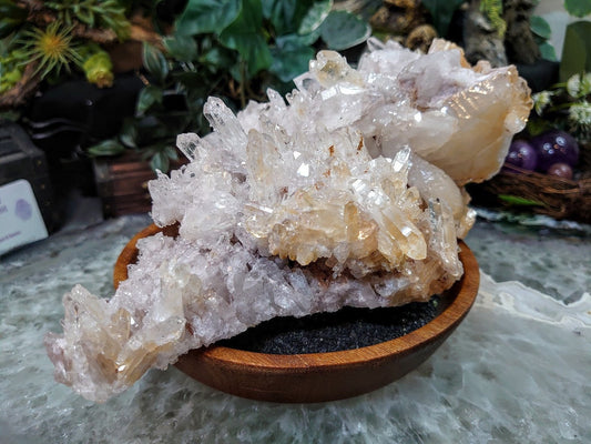 Large Colombian Orange & Pink Quartz Cluster with Halloysite Inclusions / 1,570g / Lithium / Mango Quartz / Cabinet Size Specimen