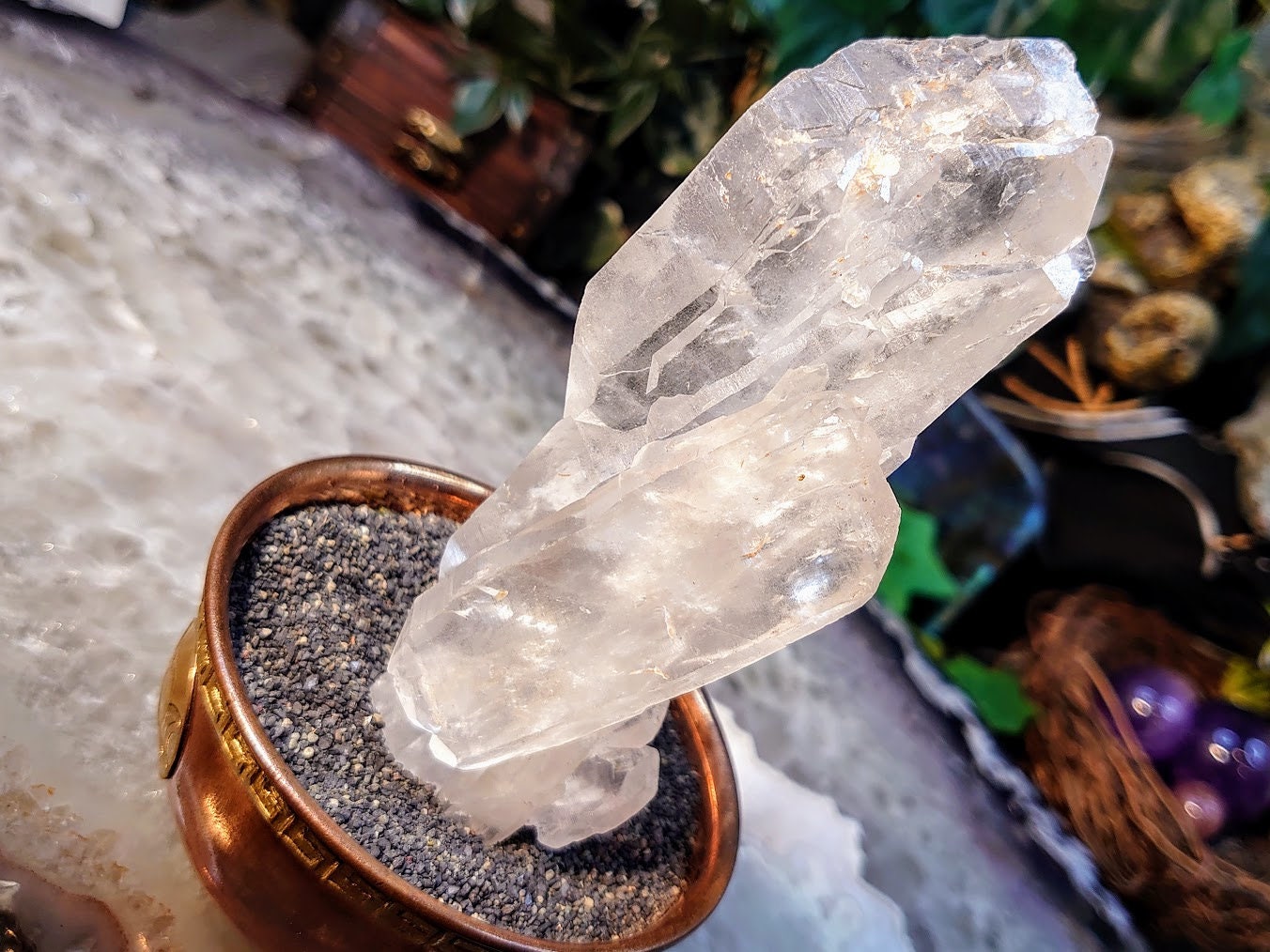 Large Double Terminated Faden Quartz Floater Cluster from Minas Gerais, Brazil for Crystal Healing / 205g / Meditation / Altar Decor