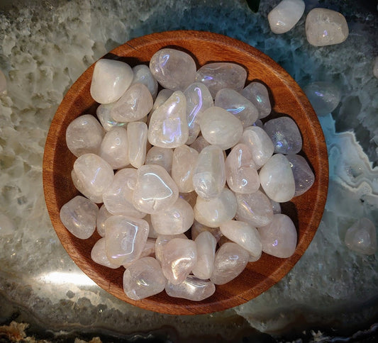 Aura Rose Quartz Tumbled Stones for Crystal Healing/ Reiki/ Meditation/ Crystal & Mineral Collectors