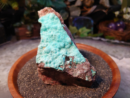 Natural Chrysocolla Druzy with Cobaltoan Calcite on Matrix for Home and Altar Decor / 374g / Crystal Healing / Collection /