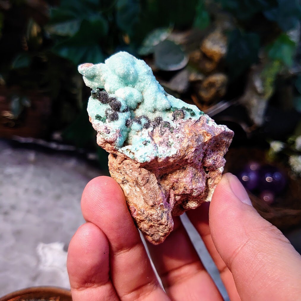 Natural Chrysocolla Druzy with Malachite Crystals and Cobaltoan Calcite on Matrix / 80.23g / Crystal Healing / Gifting for Her & Him