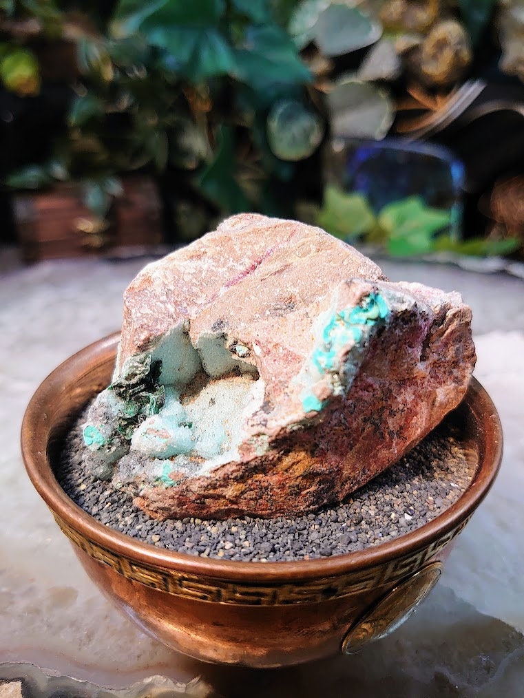 Natural Chrysocolla Druzy with Malachite Crystals and Cobaltoan Calcite on Matrix / 130g / Crystal Healing / Gifting for Her & Him