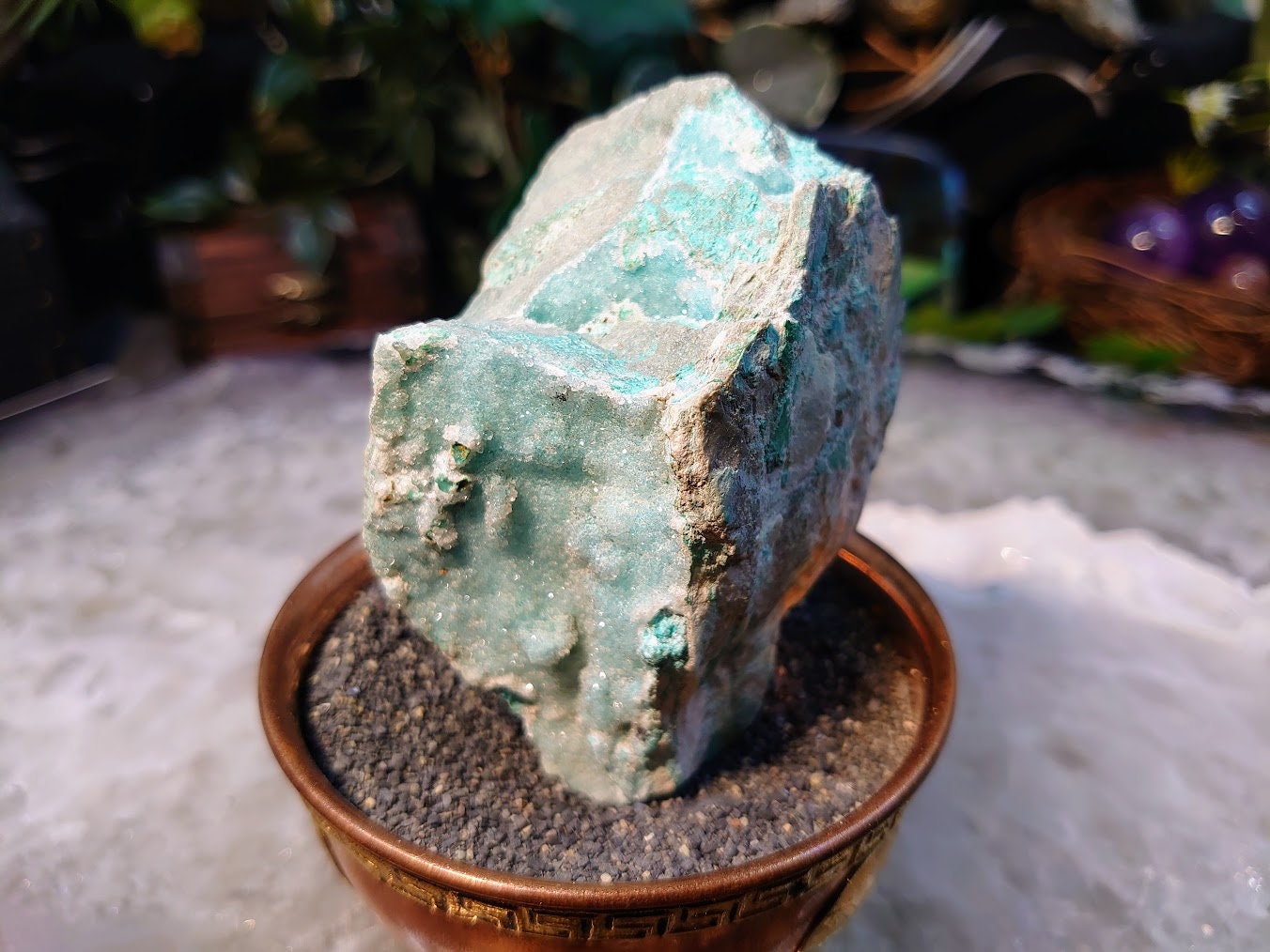 Natural Light Blue Chrysocolla Druzy on Matrix for Home and Altar Decor / 178g / Crystal Healing / Collection / Gifting for Her & Him