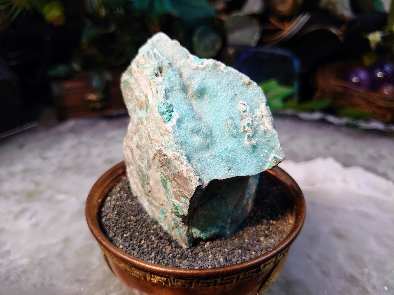 Natural Light Blue Chrysocolla Druzy on Matrix for Home and Altar Decor / 178g / Crystal Healing / Collection / Gifting for Her & Him