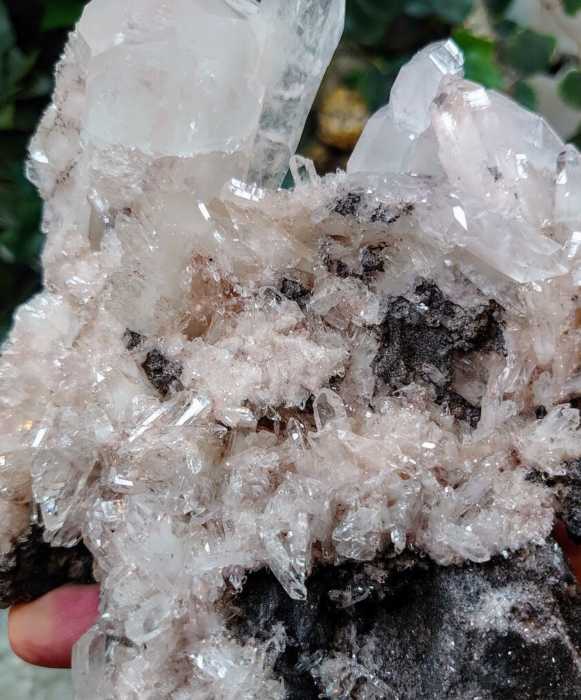 Double Terminated Tabular Point on Colombian Pink Quartz Cluster with Matrix / 728g / Lithium / for Crystal Healing / Home and Altar Decor