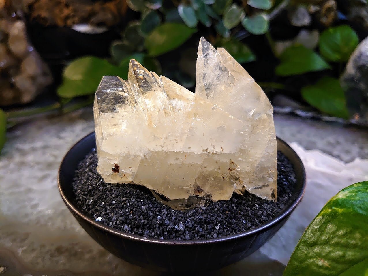 142g Golden Elmwood Dogtooth Calcite Cluster with Sphalerite from Carthage, Tennessee for Collection / Home and Altar Decor / Meditation