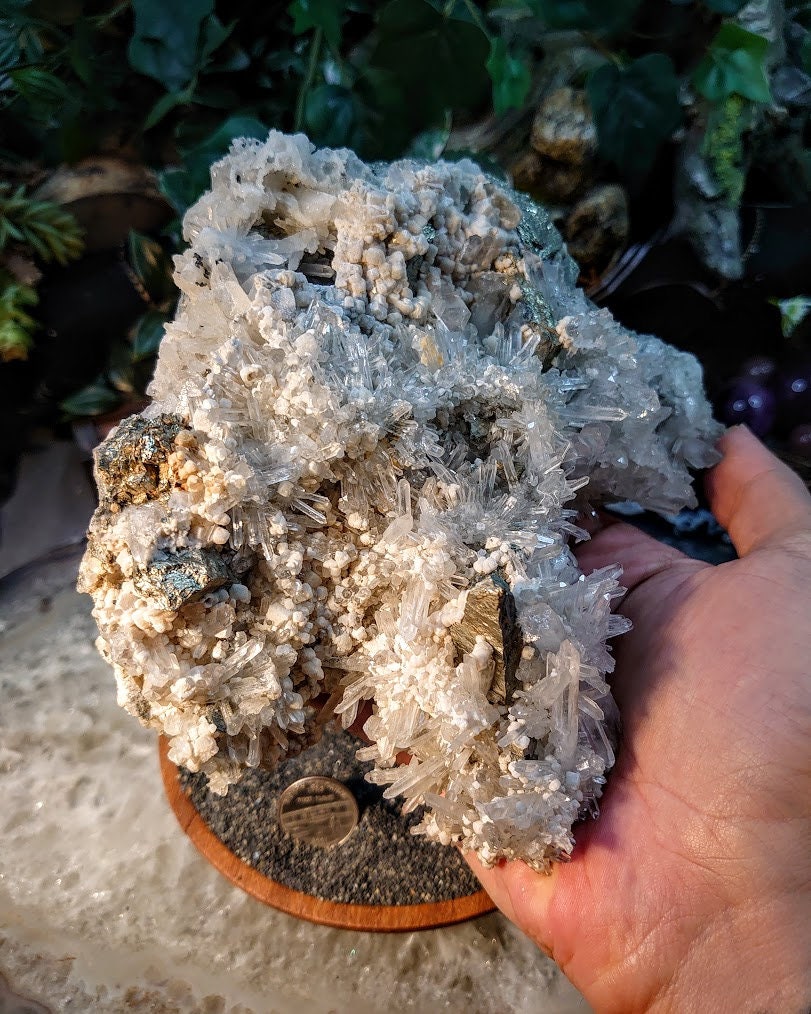 Epic Needle Quartz Cluster with Pyrite Inclusions and Calcite from Greece for Home & Altar Decor / 1,386g / Collection / Cabinet Specimen