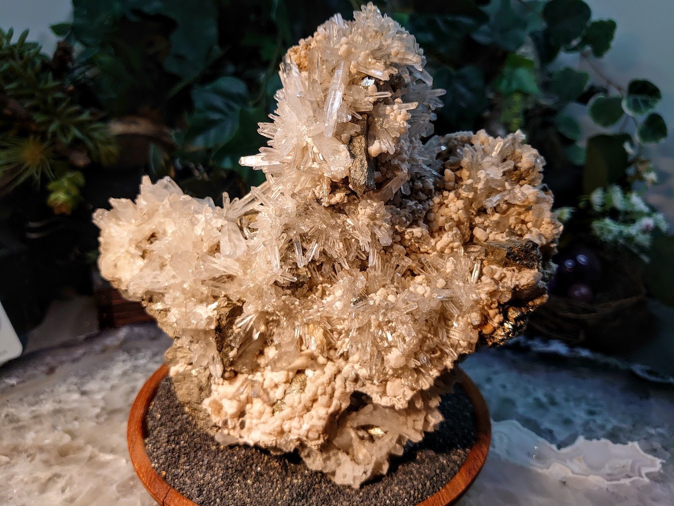 Epic Needle Quartz Cluster with Pyrite Inclusions and Calcite from Greece for Home & Altar Decor / 1,386g / Collection / Cabinet Specimen