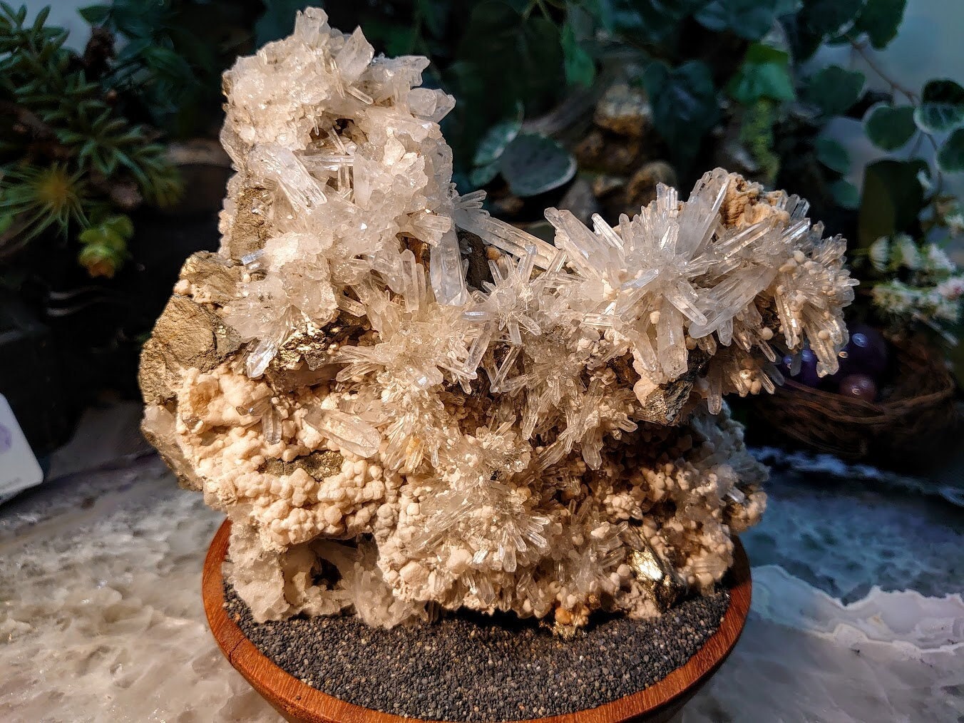 Epic Needle Quartz Cluster with Pyrite Inclusions and Calcite from Greece for Home & Altar Decor / 1,386g / Collection / Cabinet Specimen