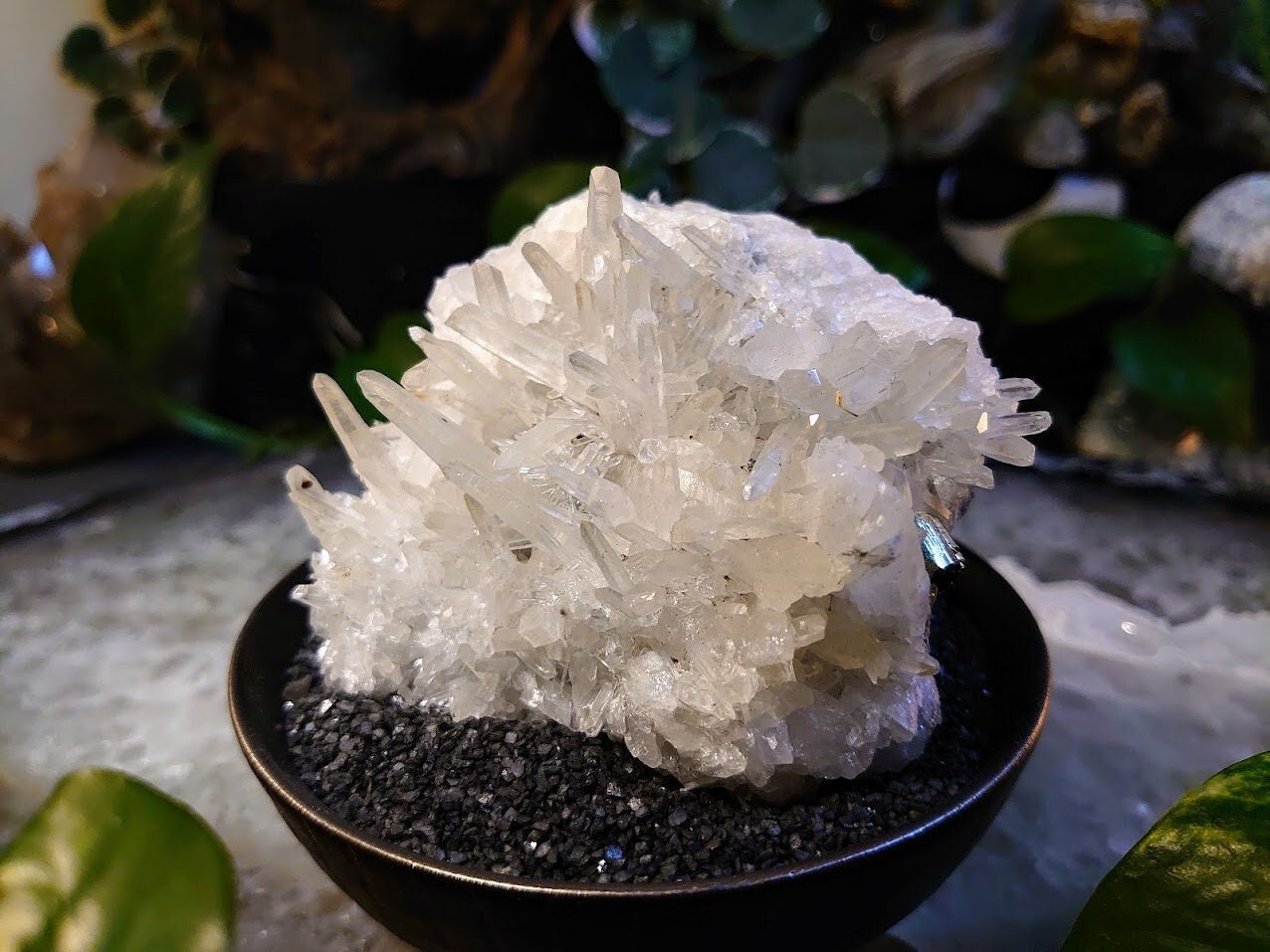 370g Needle Quartz Cluster with a Pyrite Cube Inclusion from Peru for Home and Altar Decor / Collection / Energy