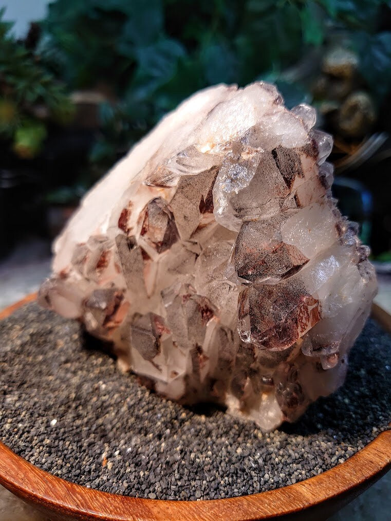 Hematite Quartz Cluster with Black Phantoms from Zambia / 470g / Hematoid Quartz for Crystal Healing / Cabinet Size Class / Home Decor