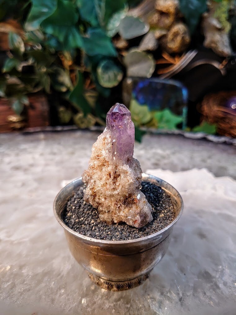 Shangaan Amethyst Crystal in Quartz Druzy from Zimbabwe for Collection / 27.33g / Meditation/ Miniature Class