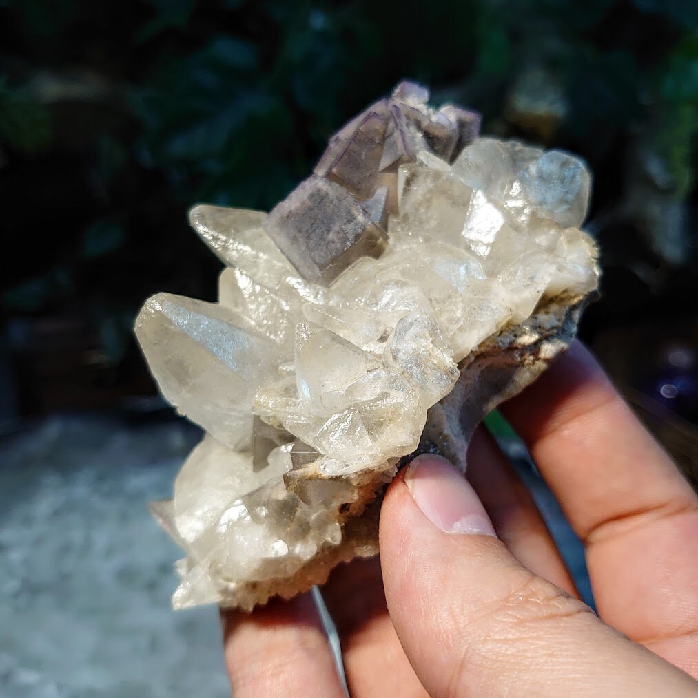 Dogtooth Calcite Cluster with Purple Fluorite and Quartz Druzy from Baluchistan Province, Pakistan / 182g / Collection