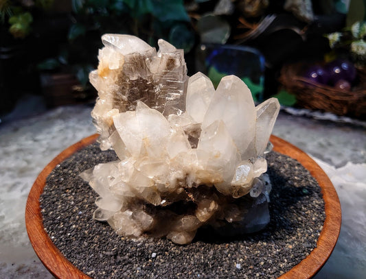 Stunning Phantom Calcite Cluster with Purple Fluorite  from Baluchistan Province, Pakistan / 553g / Collection