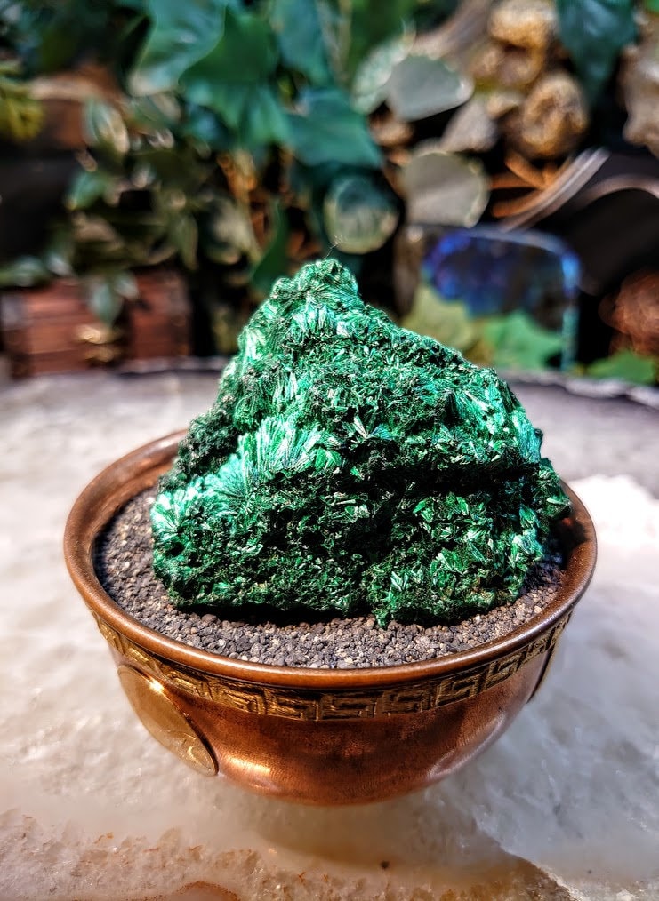 Silky Fibrous Malachite Specimen from Kasompe, Congo for Home and Altar Decor / 123g / Collection / Crystal Healing / Small Cabinet Size